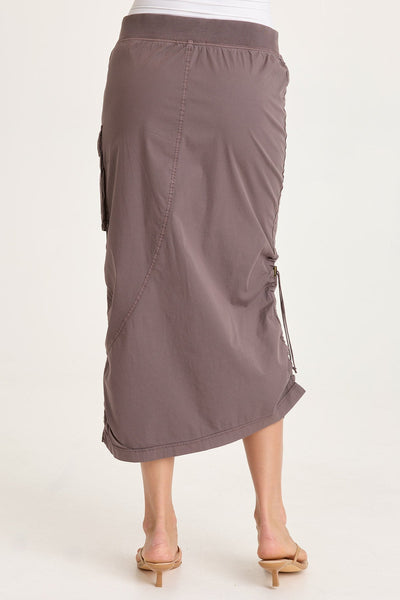 Bindi Poplin Side-Cinch Midi Skirt in Virtuoso Pigment