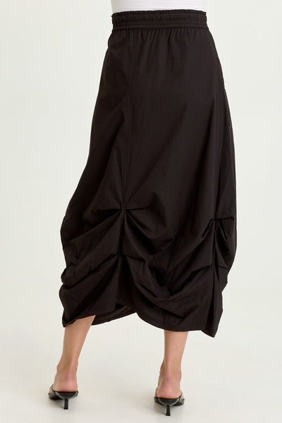 Hedvig Poplin Pleated Hem Skirt in Black