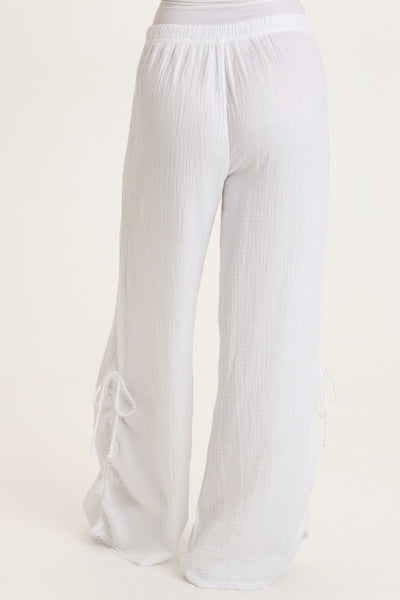 Muriel Gauze Wide-Leg Pant in White