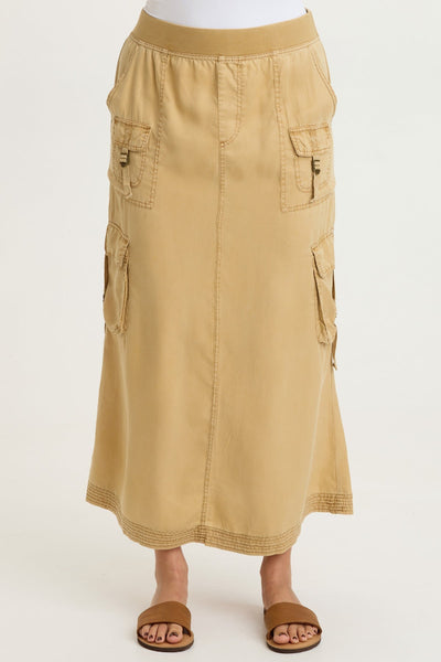 Kimo Tencel Cargo Maxi Skirt in Sepia Pigment
