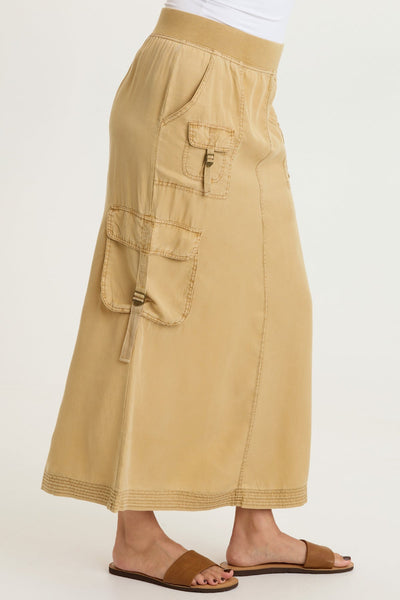 Kimo Tencel Cargo Maxi Skirt in Sepia Pigment