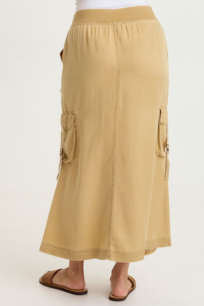 Kimo Tencel Cargo Maxi Skirt in Sepia Pigment