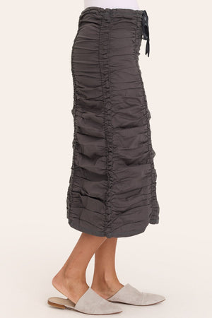 Double Shirred Panel Skirt in Charcoal