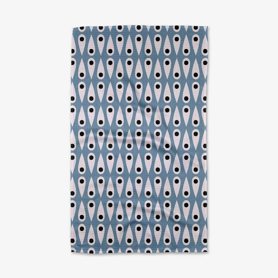 Retro Rain Kitchen Tea Towel