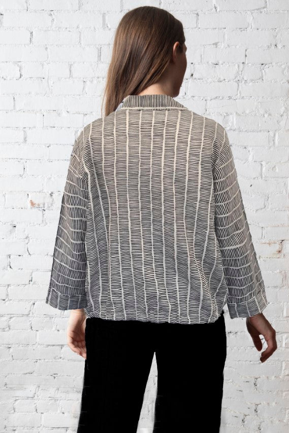 Print Stripe Jacket in Black and Cream