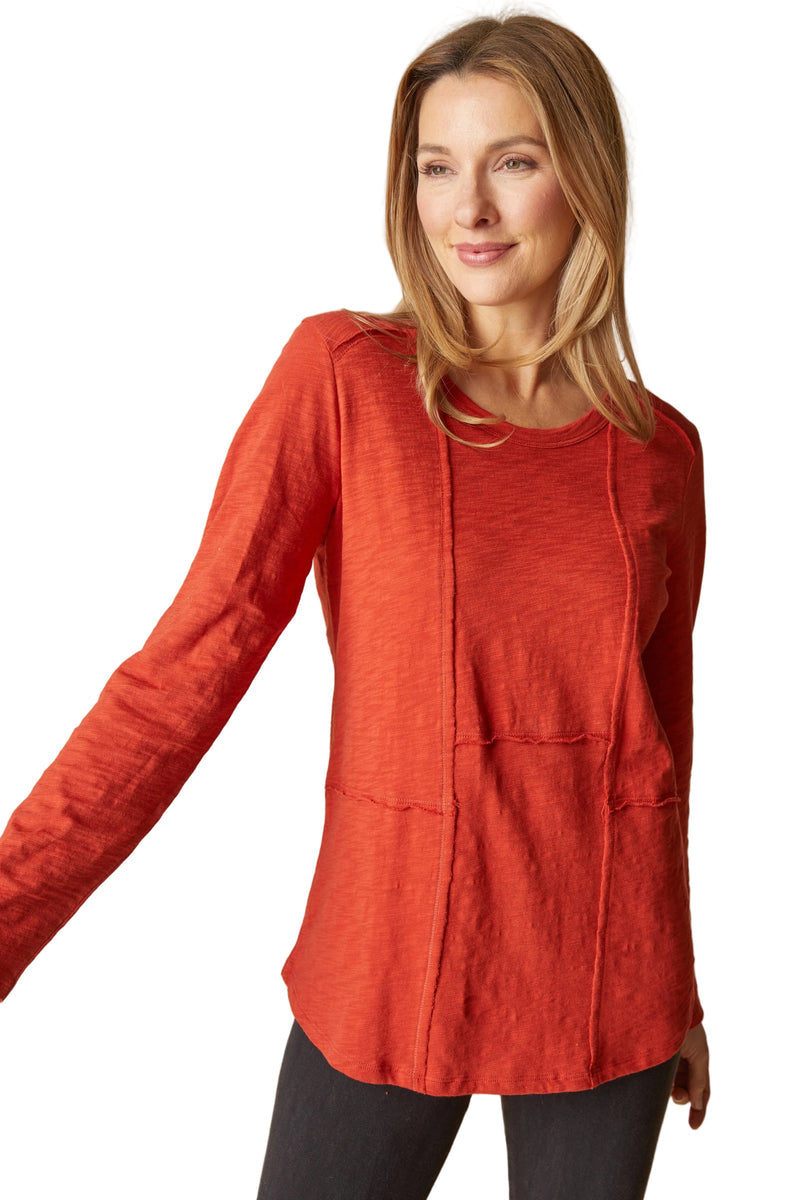 Cotton Pebble Shirttail Tunic in Sienna