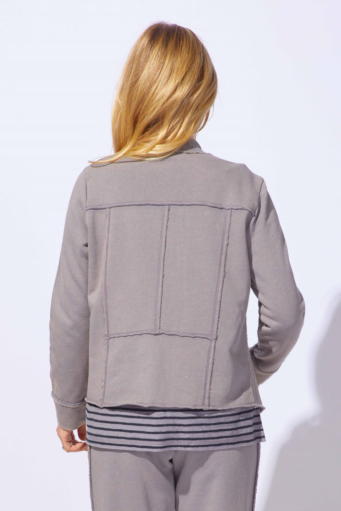 Color Wash Terry Work Horse Cardigan in Fog
