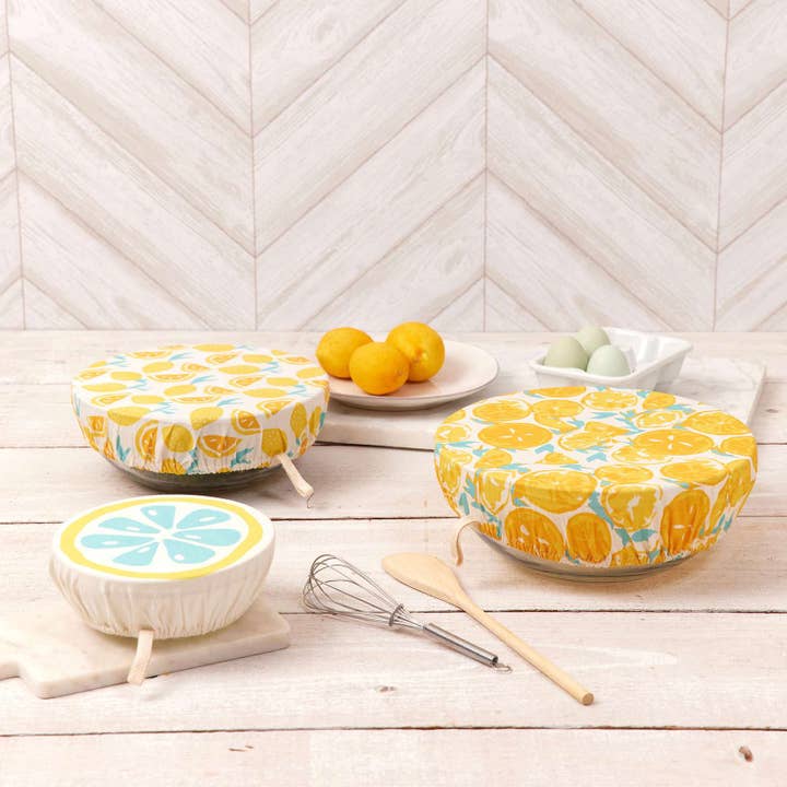 Dish Cover Set of 3 in Lemon Slices