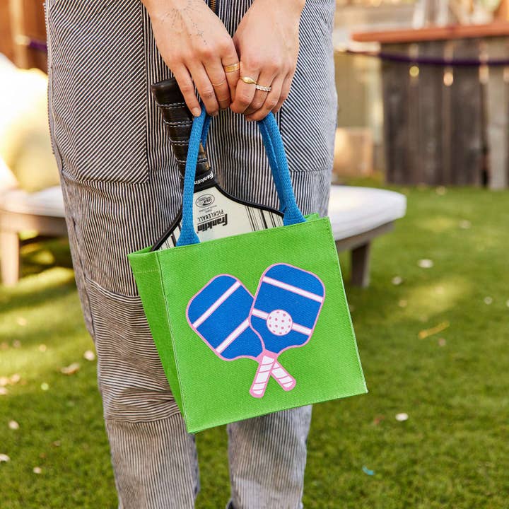 Pickleball Green Itsy Bitsy Reusable Gift Bag Tote