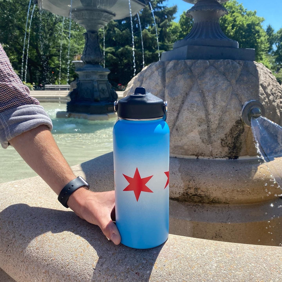 Chicago Flag Insulated Water Bottle