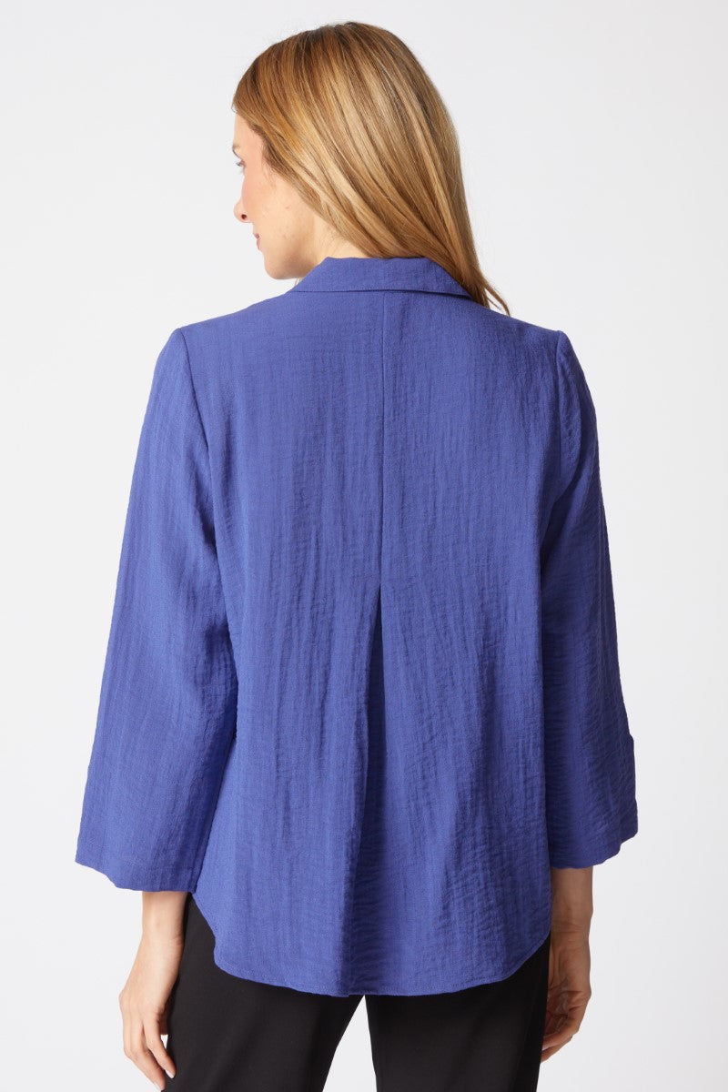 Express Solid Hidden Placket Shirt in Midnight
