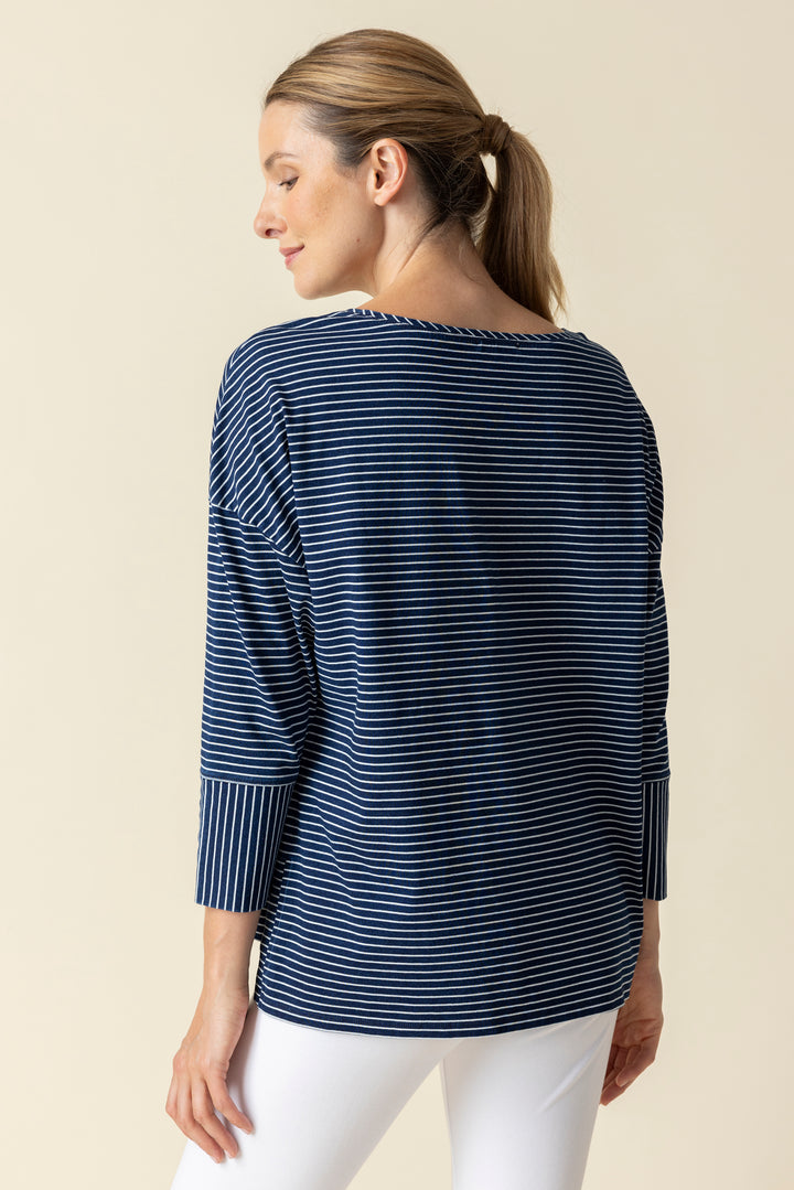 Stonewash Stripe Knit Boxy Crewneck