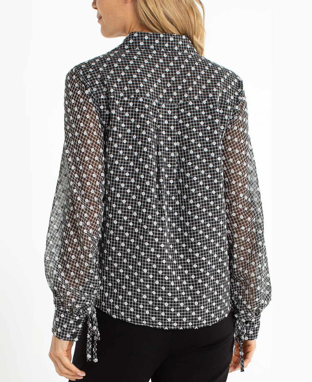 Long-Sleeve Collared Top in Black/White