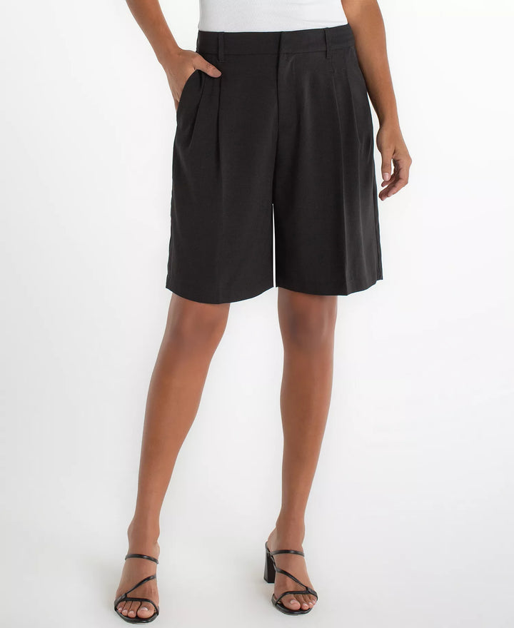 High Rise Bermuda Trouser Shorts in Black