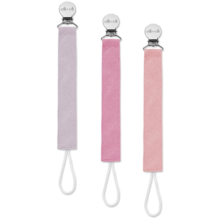 Pacifier Clips in Flamingo Pinks - set of 3