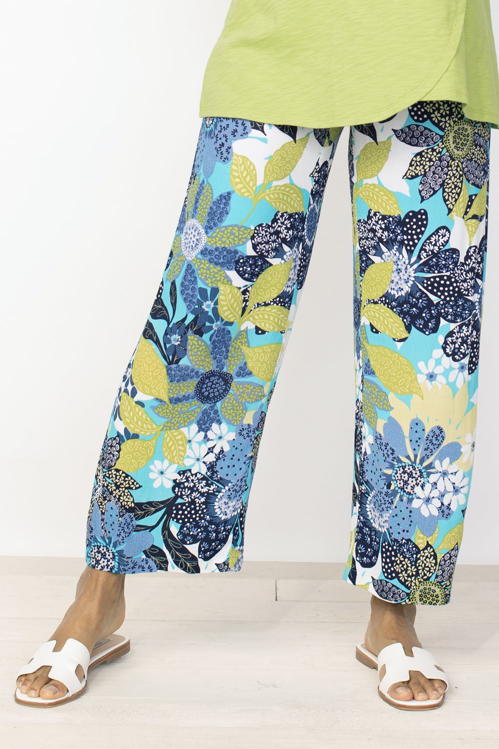 Vintage Mixed Print Flood Pant in Blue/Green