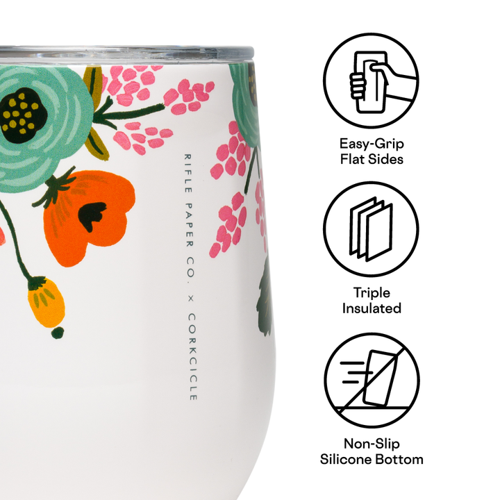 Lively Floral Gloss Cream Stemless Cup