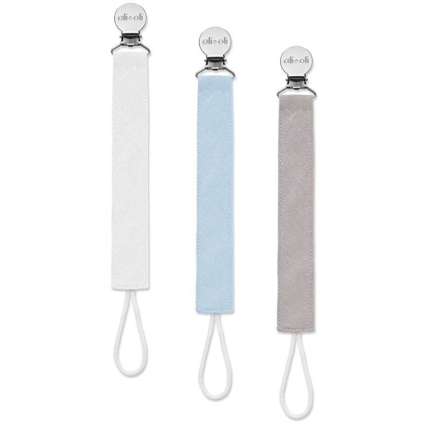 Pacifier Clips in Sky Blues - set of 3