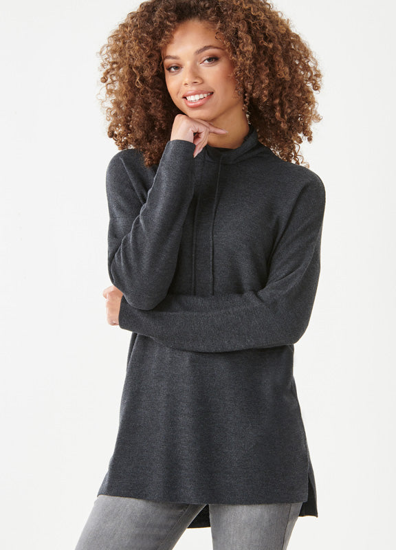 Purl Turtleneck in Heather Charcoal