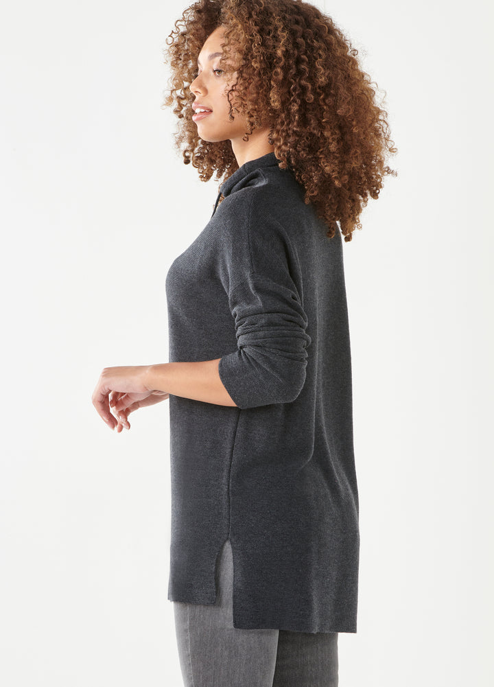 Purl Turtleneck in Heather Charcoal