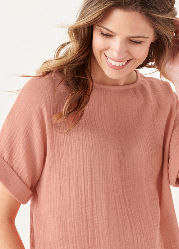 Double Gauze Lounge Top in Blush