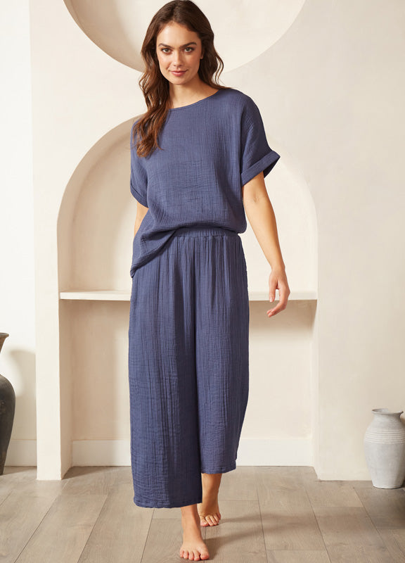 Weekend Gauze Lounge Pant in Blue