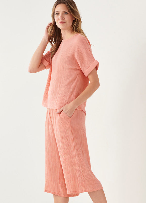 Weekend Gauze Lounge Pant in Blush