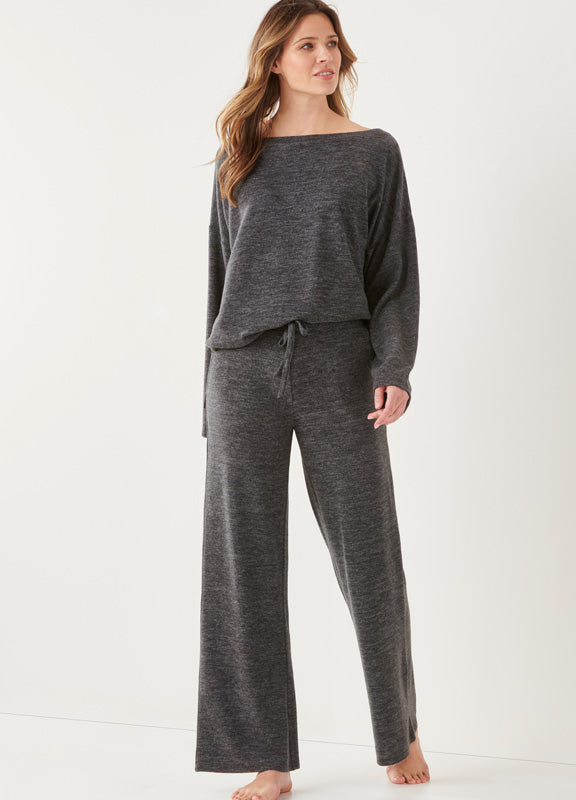 Wide Leg Lounge Pant in Charcoal