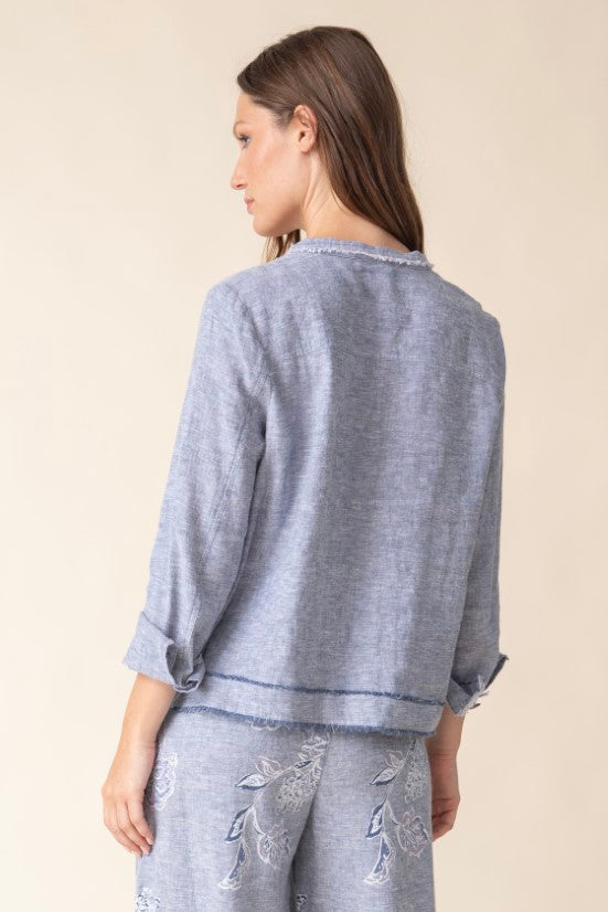 Summer Breeze Fringe Jacket in Indigo