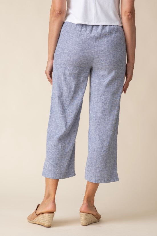 Pleat Button Capri in Indigo
