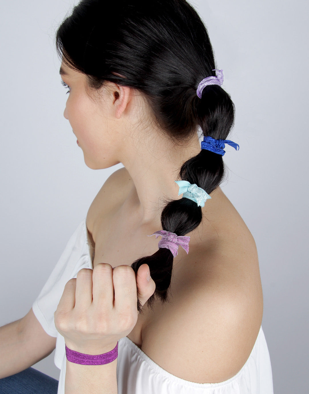 Giverny Pansy Shimmer Hair Ties