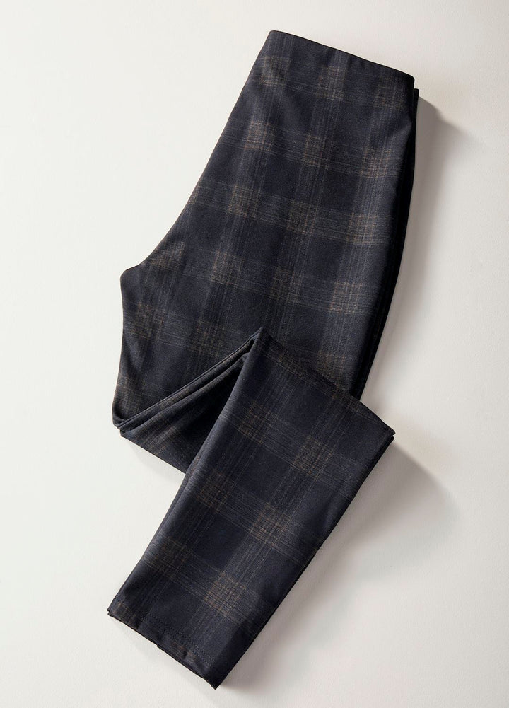 Margo Plaid Ponte Pants in Brown Plaid