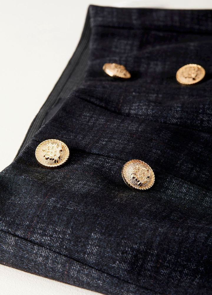 Margo Plaid Ponte Pants in Black Plaid