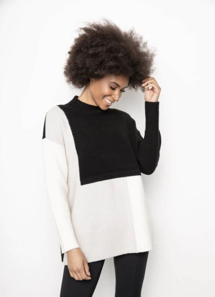 Colorblock Funnel Neck Tunic