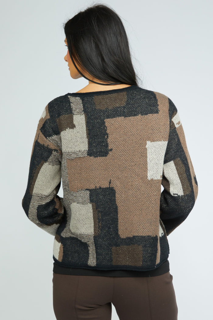 Modern Collage Sweater in Coffee