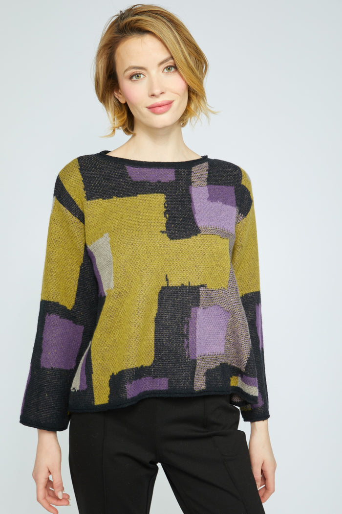 Modern Collage Sweater in Moss