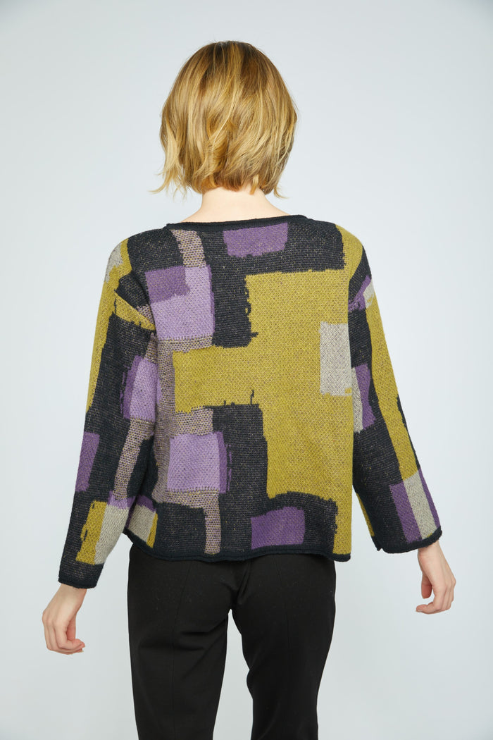 Modern Collage Sweater in Moss