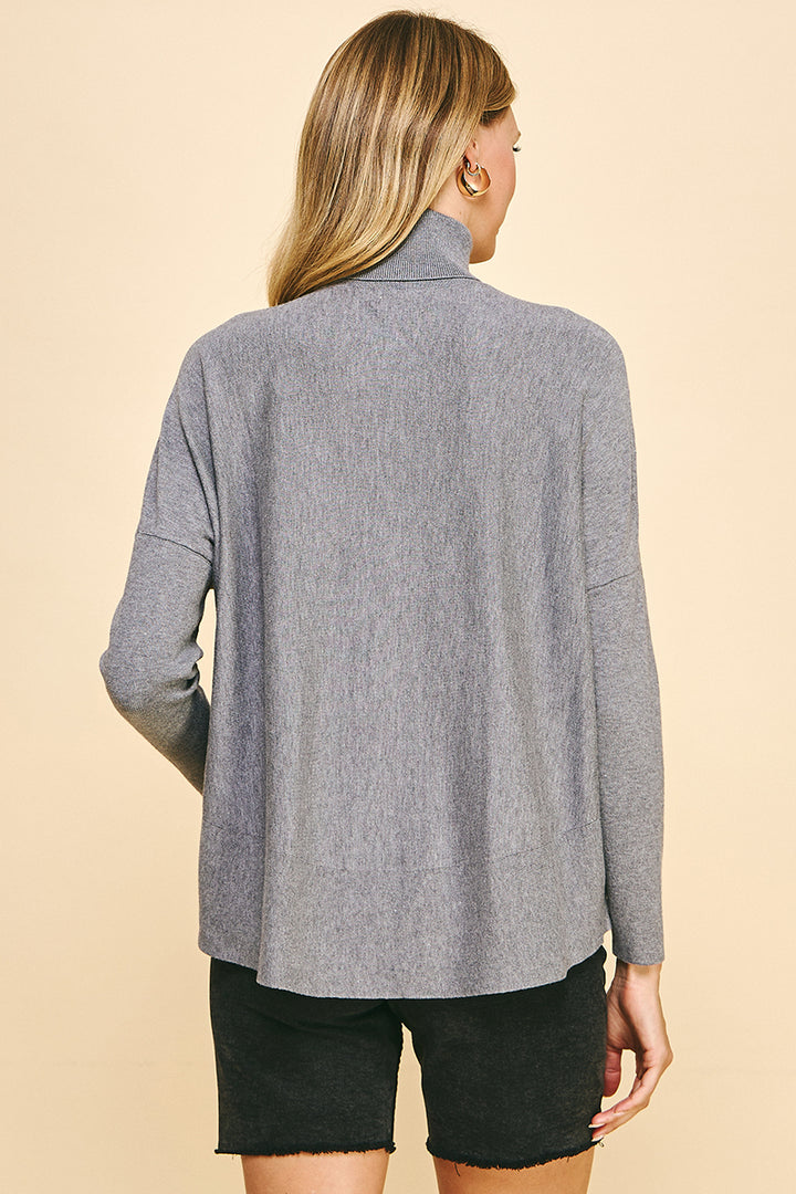 Turtleneck Pullover Sweater in Grey