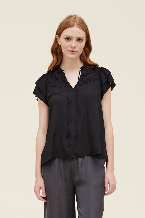 Sleeveless Satin Top in Black
