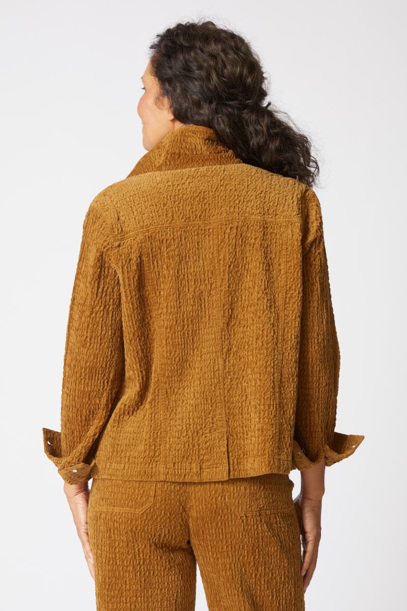 Rustic Stretch Cord Boyfriend Jacket in Breen