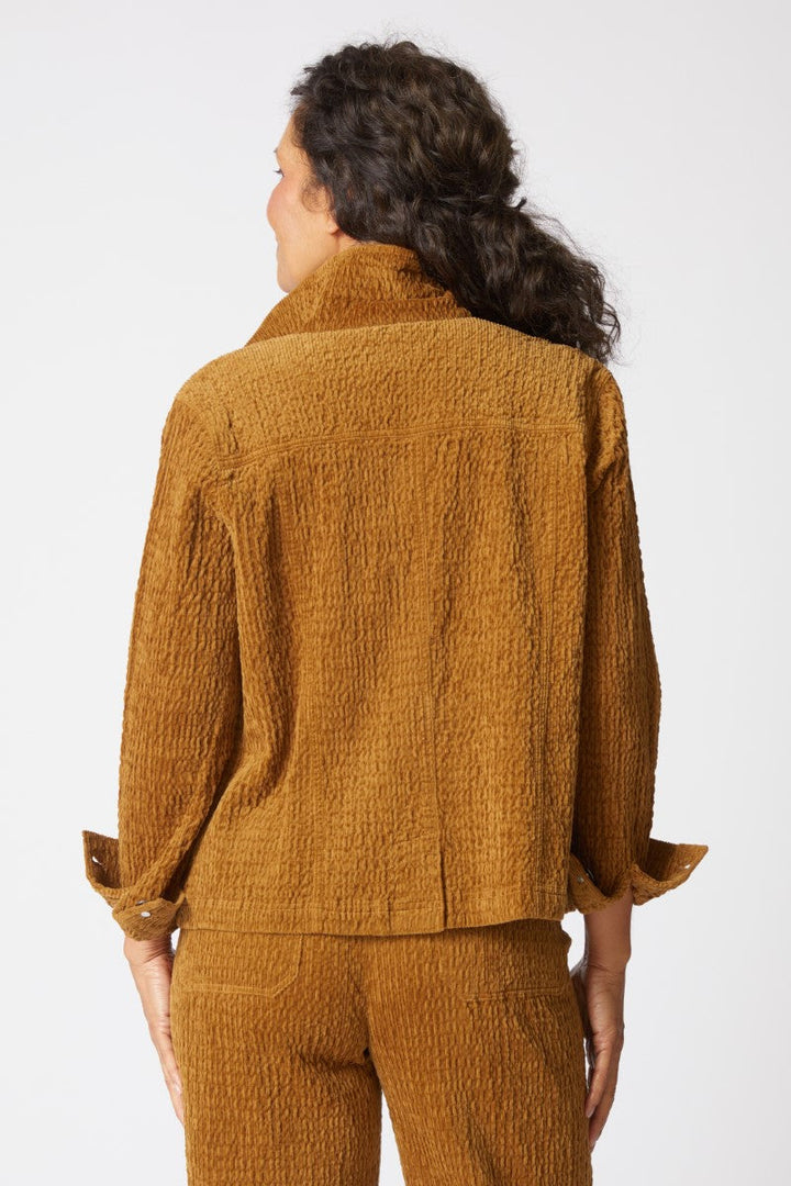 Rustic Stretch Cord Boyfriend Jacket in Breen
