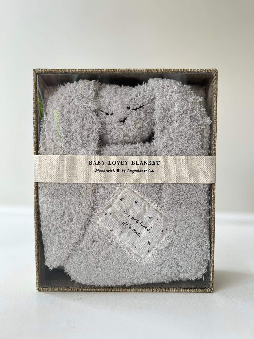 Grey Fuzzy Baby Lovey Blanket 'you are loved...'