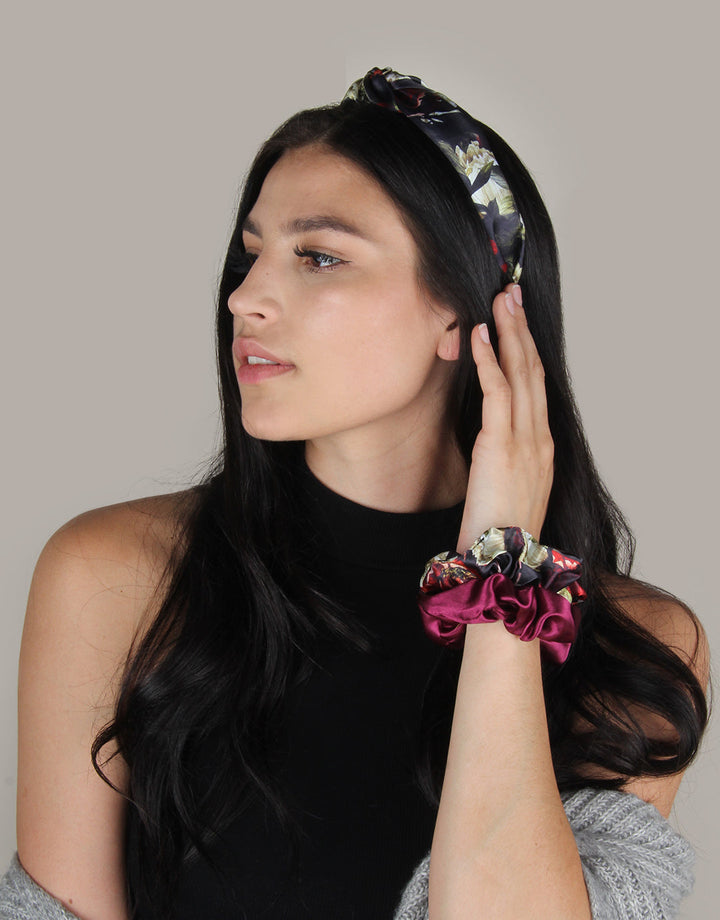 Dark Floral Knotted Headband