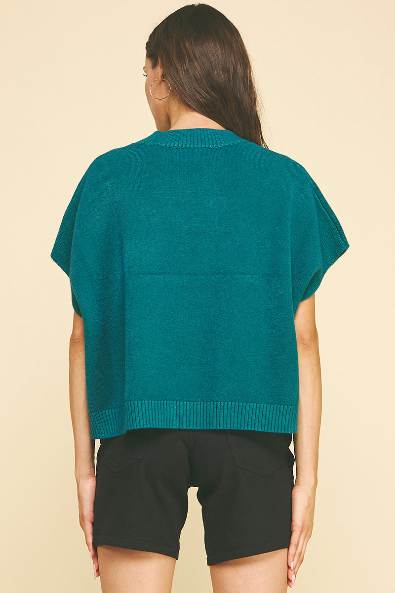 Dropped Shoulder Sweater Top in North Sea