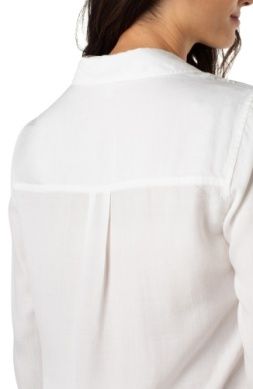 Long Rolled Sleeve Woven Shirt in White