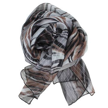 Silk Chiffon Scarf - Grey and Lavender