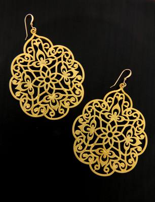 Gold Moroccan Lace Filigree Earrings