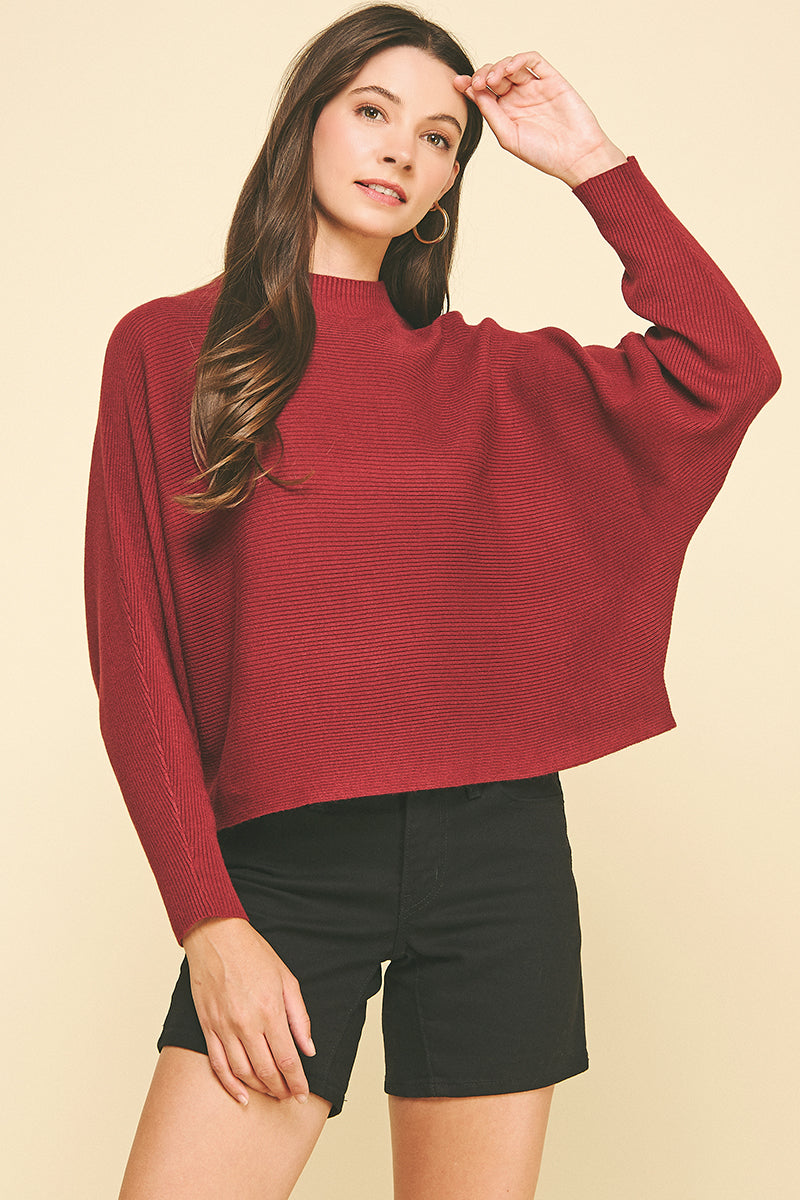Dolman Sleeves Sweater in Garnet