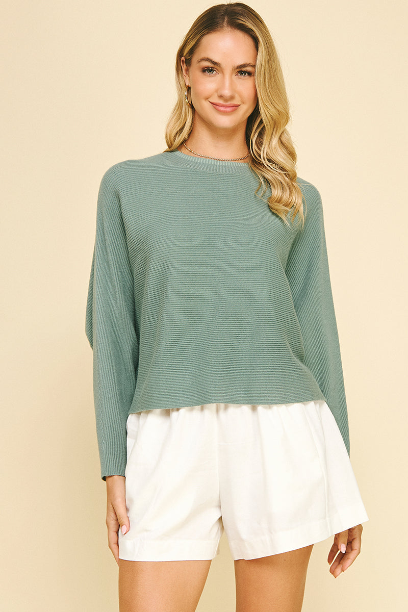 Dolman Sleeves Sweater in Light Olive