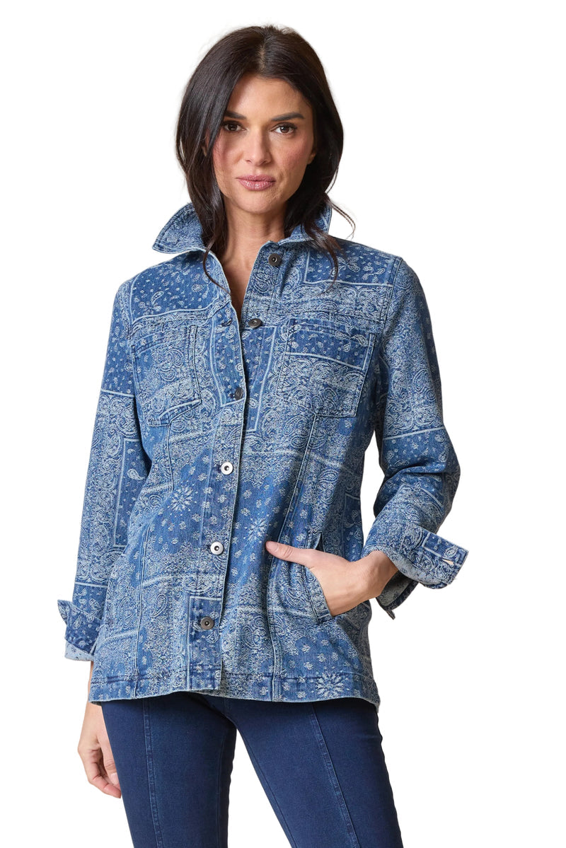 Paisley Jacquard Boyfriend Jacket